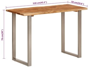 Tavolo da Pranzo 110x50x76 cm Legno Massello di Acacia