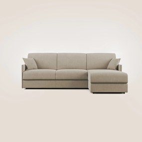 Evans Divano letto angolare con penisola in morbido tessuto impermeabile T02 beige