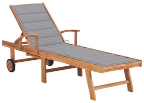 Lettino Prendisole Con Tavolo E Cuscino Antracite Legno Di Teak /