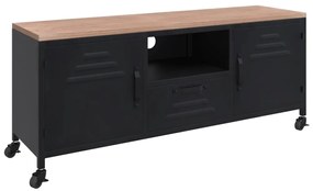Mobile tv nero 110x30x43 cm in ferro e legno massello di abete