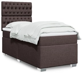 Giroletto A Molle Con Materasso Marrone Scuro 100x200cm Tessuto /