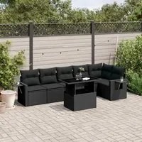 Set Divani da Giardino con Cuscini 7pz Nero Polyrattan 3267915