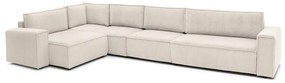 Divano angolare in velluto a coste color crema, angolo sinistro Nihad modular - Bobochic Paris
