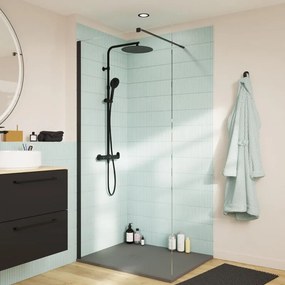Walk-in L 100 x H 200 cm, vetro 8 mm vetro senza finitura / trasparente nero