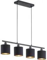 Lampada Sospensione Interno 76 cm 4 Luci Diffusori Nero Oro Tommy GD Trio