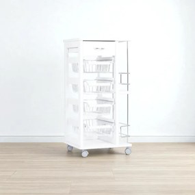 Carrello salvaspazio con cesti portafrutta e portabottiglie Bianco