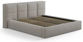 Letto matrimoniale imbottito grigio chiaro con contenitore con rete inclusa 180x200 cm Simon Darren – Micadoni