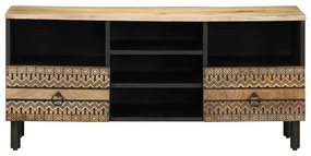 Mobile porta tv nero 100x33,5x46 cm legno massello mango grezzo