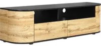 Mobile da TV con 2 cassetti legno chiaro e nero stile boho classico soggiorno