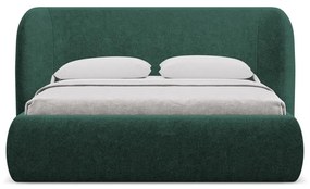 Letto matrimoniale imbottito verde scuro con contenitore a griglia 180x200 cm Hauke - Makamii