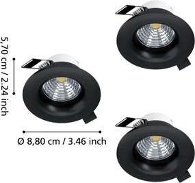 Eglo 902278-Set 3x LED dimmerabile plafoniera SALICETO LED/4,8W/230V Ø8,8 cm nero