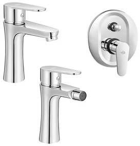 Set miscelatori lavabo bidet incasso doccia con deviatore cromati Lizzy