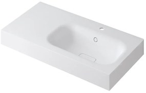 Lavabo a incasso rettangolare vasca a destra L 90.5 x H 15 x P 46 cm in resina bianco lucido