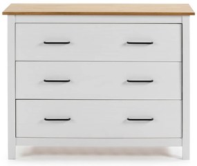 Cassettiera bassa bianca in legno di pino 100x80 cm Miranda - Marckeric