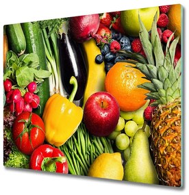 Tagliere in vetro temperato Verdure e frutta 60x52 cm