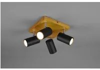 Faretto Marley 4 Spot GU10 Nero E Legno 22x22 cm Trio Lighting