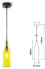 Lampadario a Sospensione Forma Bottiglia In Vetro Colore Giallo Attacco E14 Per Ristorante Sushi Bar SKU-3773