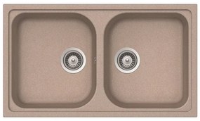 Lavello integrato 2 vasche DELINIA Elbe quarzo L 50 x L 86 cm sabbia