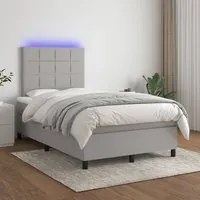 Letto a Molle Materasso e LED Grigio Chiaro 120x200 cm Tessuto 3134861