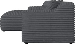 Divano angolare grigio scuro (con penisola a sinistra e chaise lounge) rivestito in velluto a coste Martin – Ropez