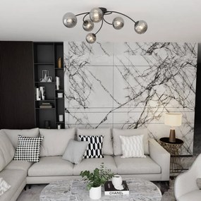Lampada da soffitto in acciaio e vetro VIBRA 6 da interno 6xE14 Colore del corpo Nero e Grafite
