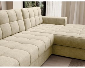Divano angolare marrone chiaro allungabile (con penisola a destra/con chaise lounge) con rivestimento in velluto Blezalt – ELTAP