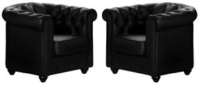 Poltrone CHESTERFIELD in similpelle Nero - Lotto di 2