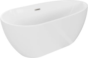 Mexen Eos vasca da bagno freestanding 170 x 75 cm, bianca, troppopieno nichel spazzolato - 52471707500-97