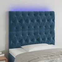 Testiera a LED Blu Scuro 100x7x118/128 cm in Velluto 3122806