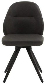 Set di sedie girevoli ZENNENDAL in similpelle antracite e gambe in metallo nero