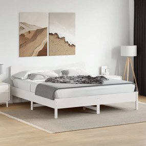 Giroletto Senza Materasso Bianco 160x200 Cm Legno Massello Pino /