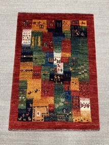 Loribaft Tappeto 90x60 Verde (Iran) Annodato A Mano