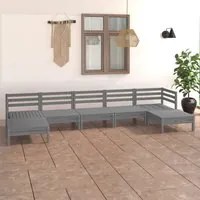 Set Divani da Giardino 7 pz Grigio in Legno Massello di Pino cod mxl 36780