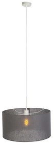 Lampada a sospensione bianca paralume grigio 50 cm - COMBI 1