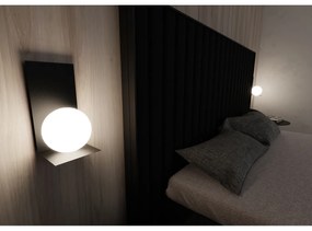 Applique Minimal 1 Luce Indiretta Agni Con Base In Acciaio Nero E Vetro Opale