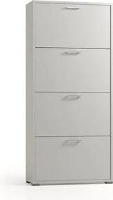 Scarpiera TERRANEO Alby 4 ante apertura a ribalta, L 67 x H 147 x P 28 cm 24 paia, grigio