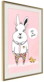 Poster  Friendly Bunny  Cornice Quadri Cornice d'oro con passe-partout, Larghezza x Altezza Home decor 20x30