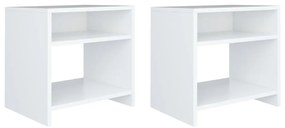 Comodini Bianchi 2 Pz 40x30x40 Cm Legno Ingegnerizzato /