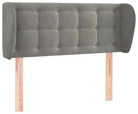 Testiera ad orecchio grigio chiaro 83x23x78/88 cm in velluto