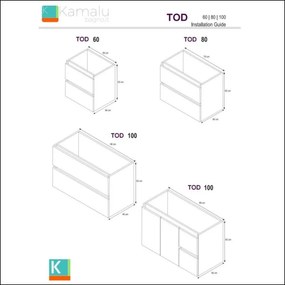 Kamalu - composizione bagno 100cm a terra: mobile, specchio led e colonna tod-100b
