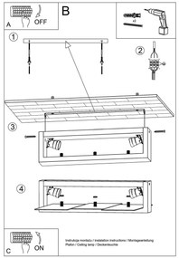 Plafoniera da Soffitto Legno Wenge e Vetro 2xE27 FENIKS 2 da Interno