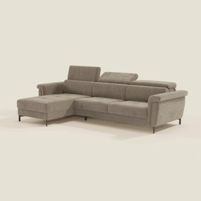 Capri Divano letto angolare con penisola contenitore e poggiatesta reclinabili - elegante tessuto smacchiabile T30