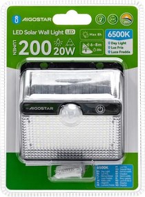 Aigostar-LED Lampada solare con sensore LED/3,7V 6500K 1200 mAh IP65 nera