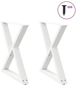 Gambe Per Tavolo Da Pranzo 2 Pz Bianco 80x(72-73,3) Cm Acciaio /