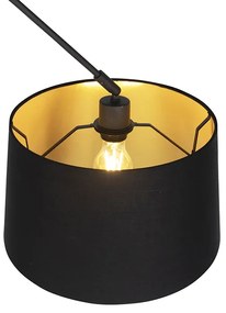 Lampada a sospensione nera con paralume in cotone nero e oro 35 cm - Blitz