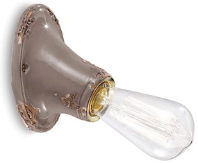Applique Vintage Senza Diffusore Ceramica Tortora 1 Luce E27