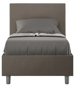Letto singolo contenitore imbottito 80x200 similpelle cappuccino Adele