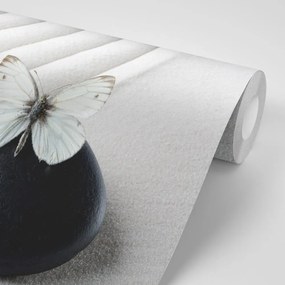 Carta da parati – Pietra Zen con farfalla