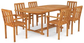 Set da pranzo da giardino 7 pz in legno massello di teak