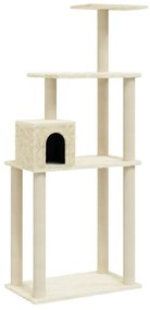 Albero per gatti con tiragraffi in sisal crema 147 cm